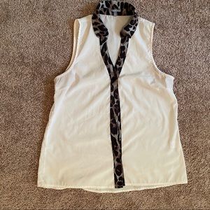 Charlotte Russe Button Up Tank Blouse w Leopard
